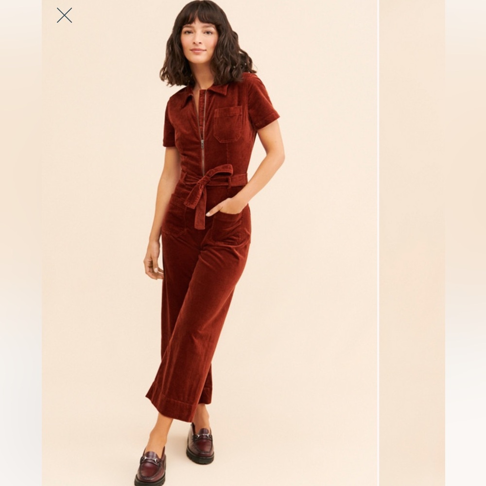 Maeve Terracotta Short Sleeve Jumpsuit